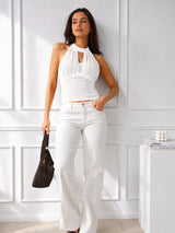 Women Halter Neck Net Top
