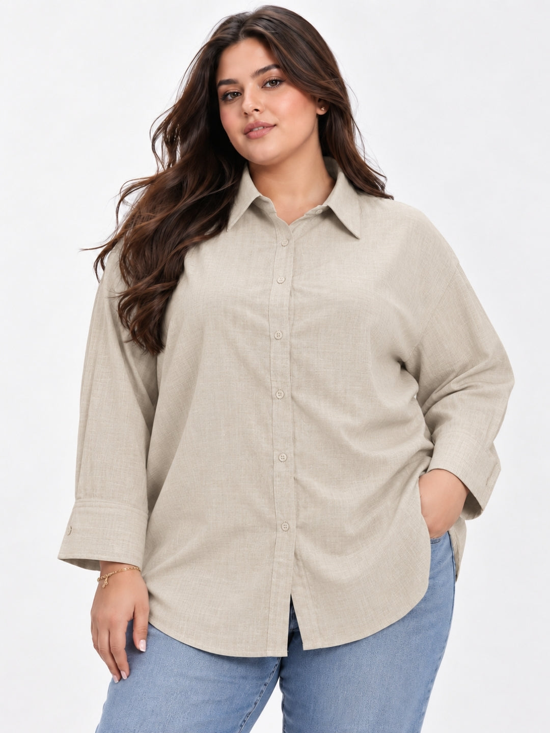Clobug Women Plus Size Full Sleeve Formal Shirt