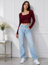 Clobug Women Square Neck Top