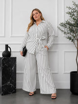 Elegant White Striped Co-Ord Set for Women