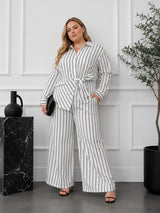 Elegant White Striped Co-Ord Set for Women