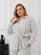Elegant White Striped Co-Ord Set for Women