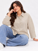 Clobug Women Plus Size Full Sleeve Formal Shirt