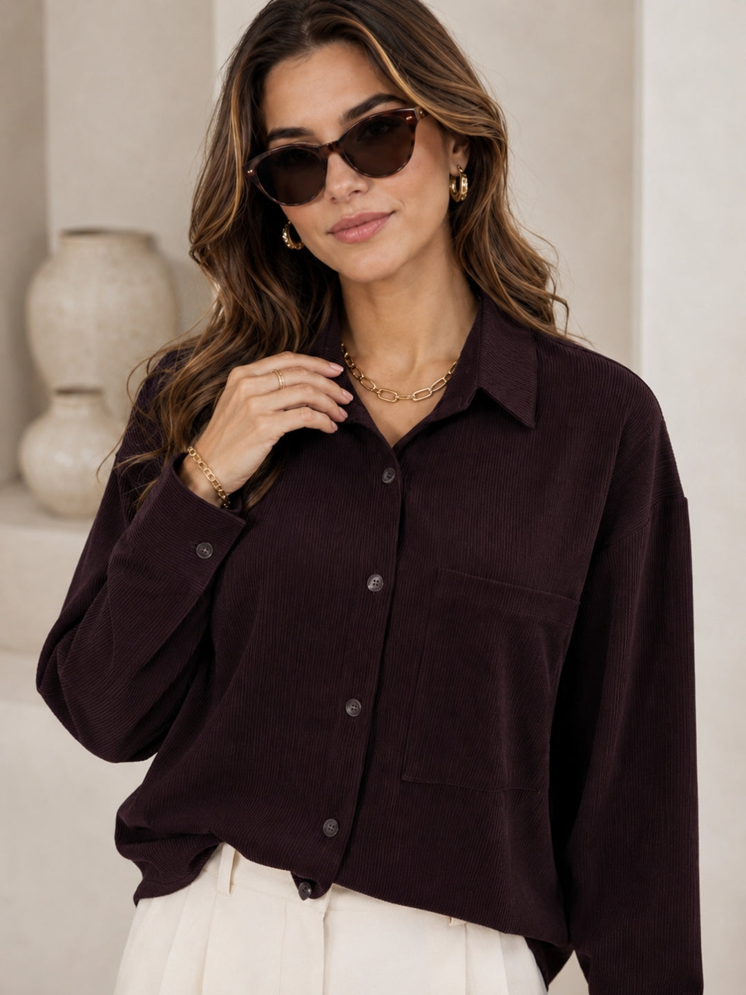 Clobug Textured Shirt With Full Sleeve & Point Collar
