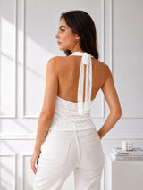 Women Halter Neck Net Top