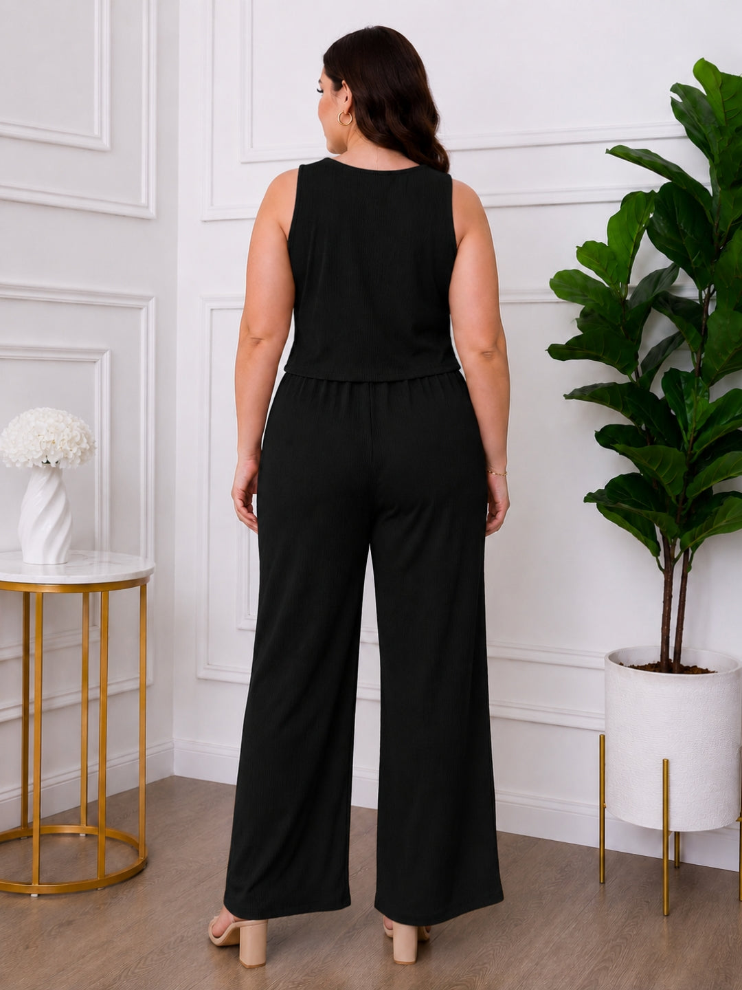 Women's Plus Size Green Halter Neck Co-Ord Set
