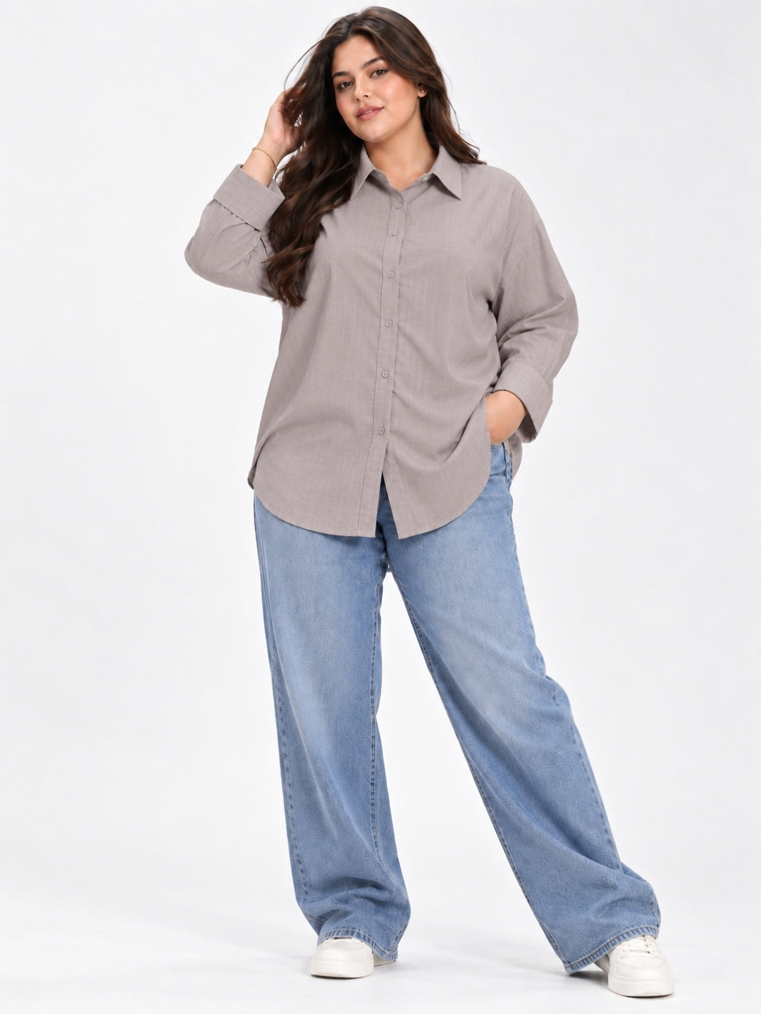Clobug Women Plus Size Full Sleeve Formal Shirt