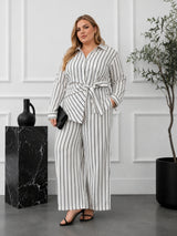 Elegant White Striped Co-Ord Set for Women