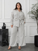 Elegant White Striped Co-Ord Set for Women