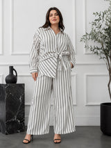 Elegant White Striped Co-Ord Set for Women