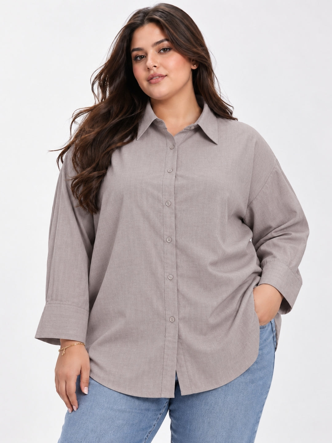 Clobug Women Plus Size Full Sleeve Formal Shirt