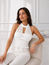 Women Halter Neck Net Top