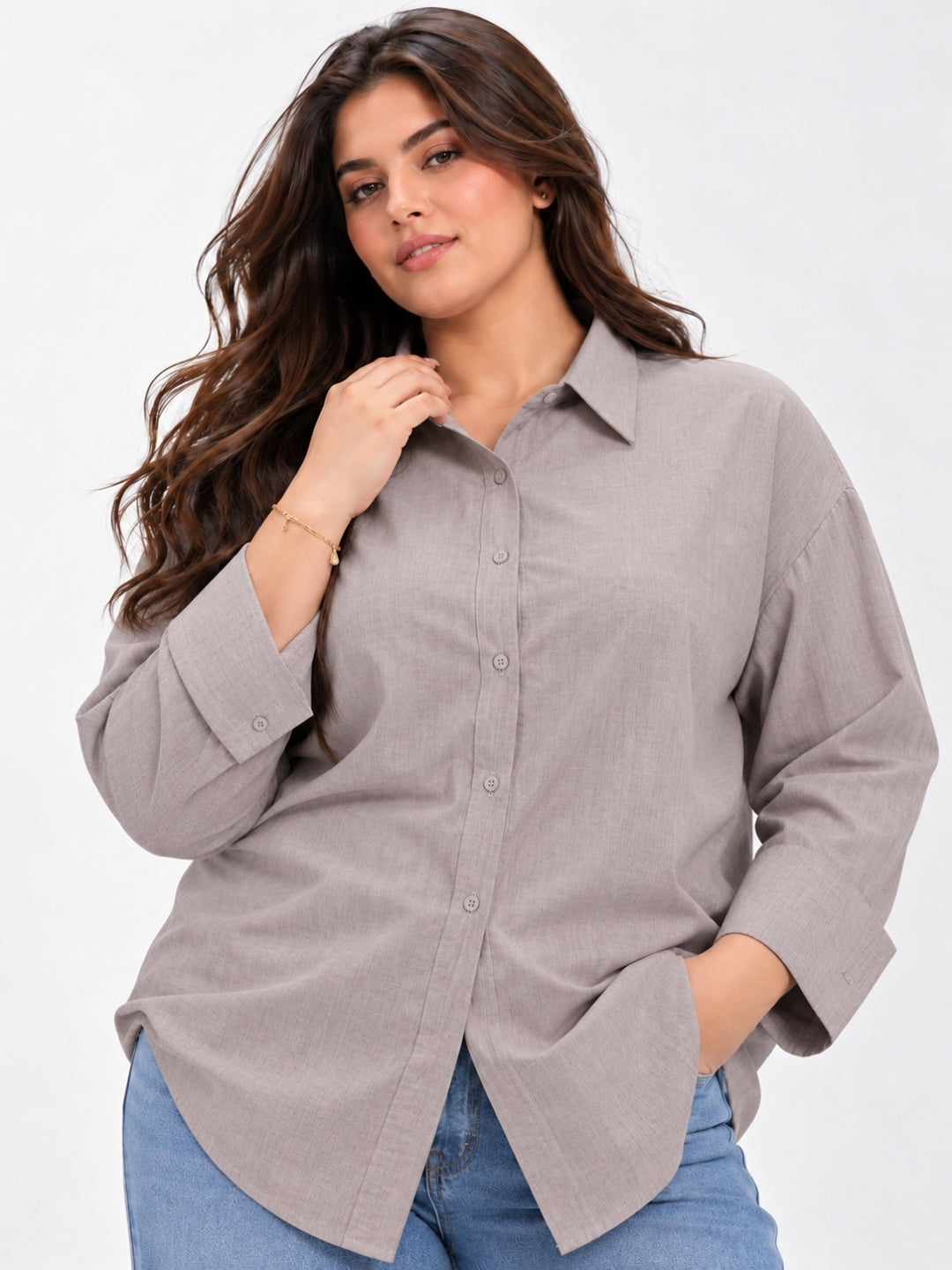 Clobug Women Plus Size Full Sleeve Formal Shirt
