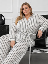 Elegant White Striped Co-Ord Set for Women