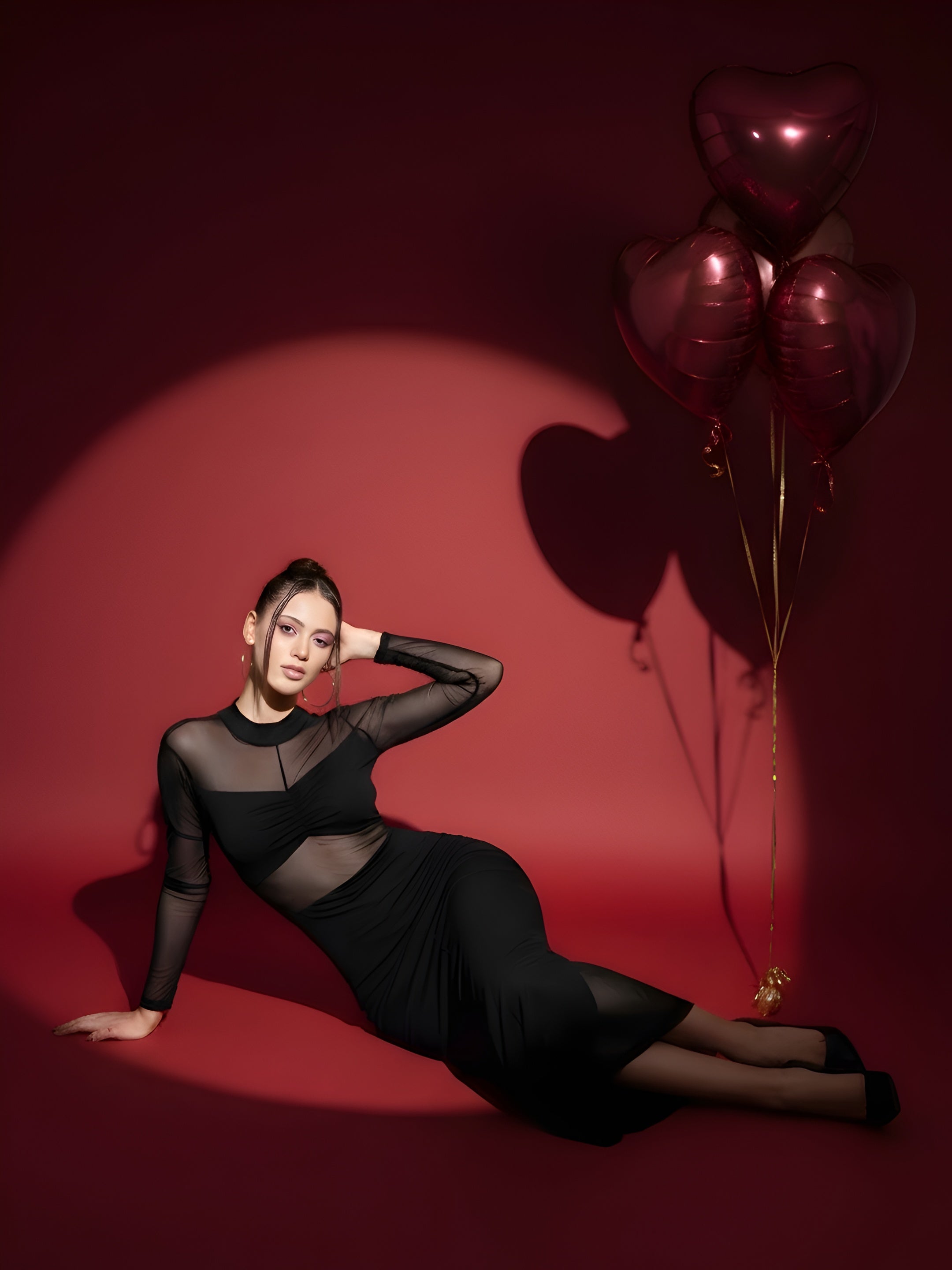 Clobug Sheer Long Dress With Full Sleeve