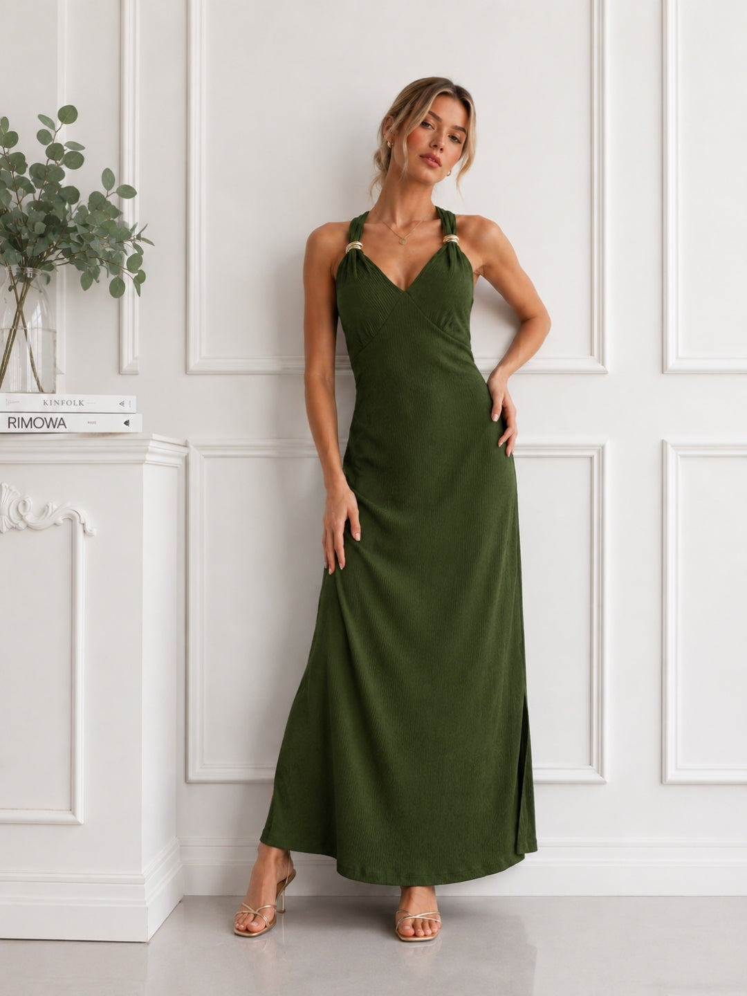 Women's Olive Green Maxi Dress
