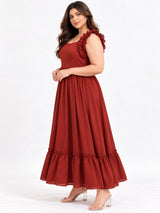 Women’s Cotton Blend Plus Size Flare Maxi Dress