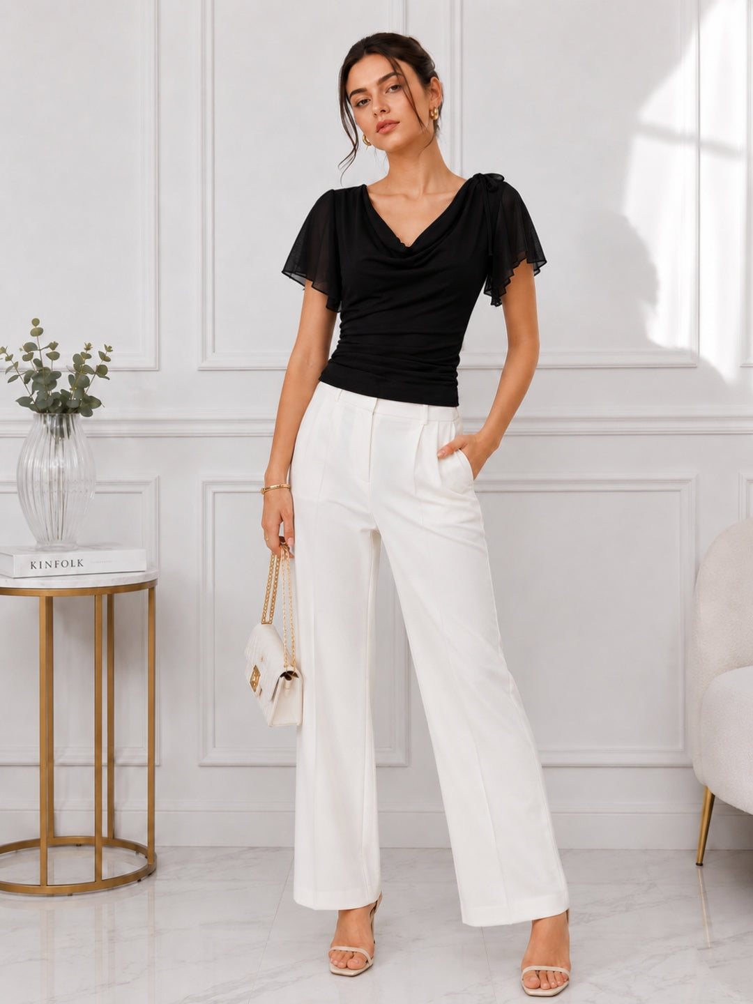 Clobug Women Cowl Neck Top
