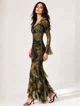 Clobug Smoky Elegance Sheer Mesh Maxi Dress