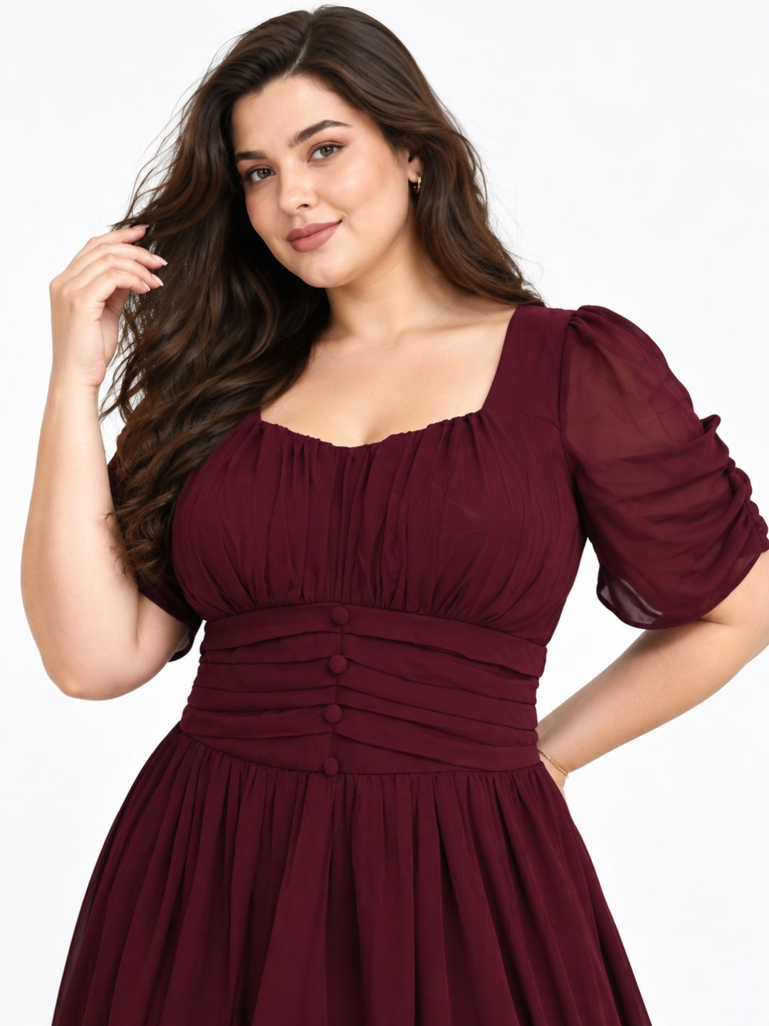 Clobug Women Plus Size Sweetheart Neck Flare Dress