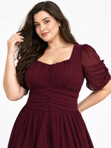 Clobug Women Plus Size Sweetheart Neck Flare Dress