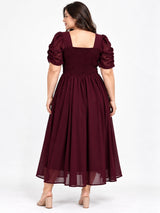Clobug Women Plus Size Sweetheart Neck Flare Dress