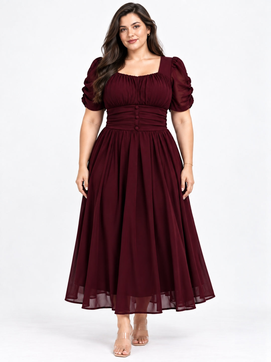 Clobug Women Plus Size Sweetheart Neck Flare Dress