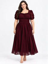 Clobug Women Plus Size Sweetheart Neck Flare Dress