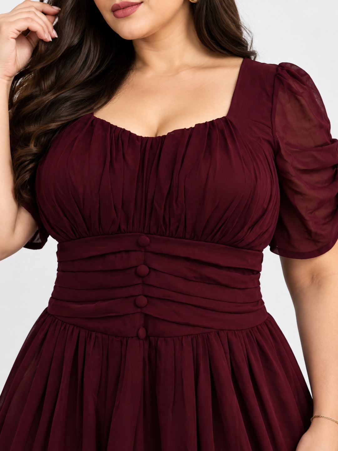 Clobug Women Plus Size Sweetheart Neck Flare Dress