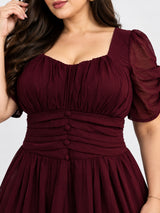 Clobug Women Plus Size Sweetheart Neck Flare Dress