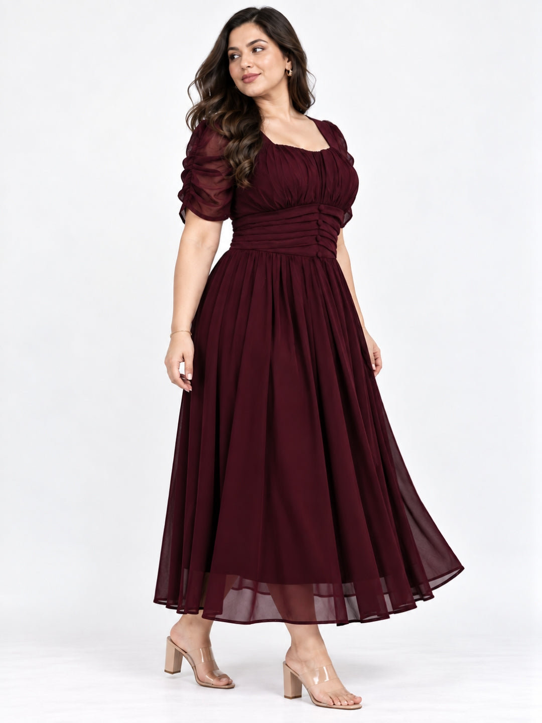Clobug Women Plus Size Sweetheart Neck Flare Dress