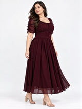 Clobug Women Plus Size Sweetheart Neck Flare Dress