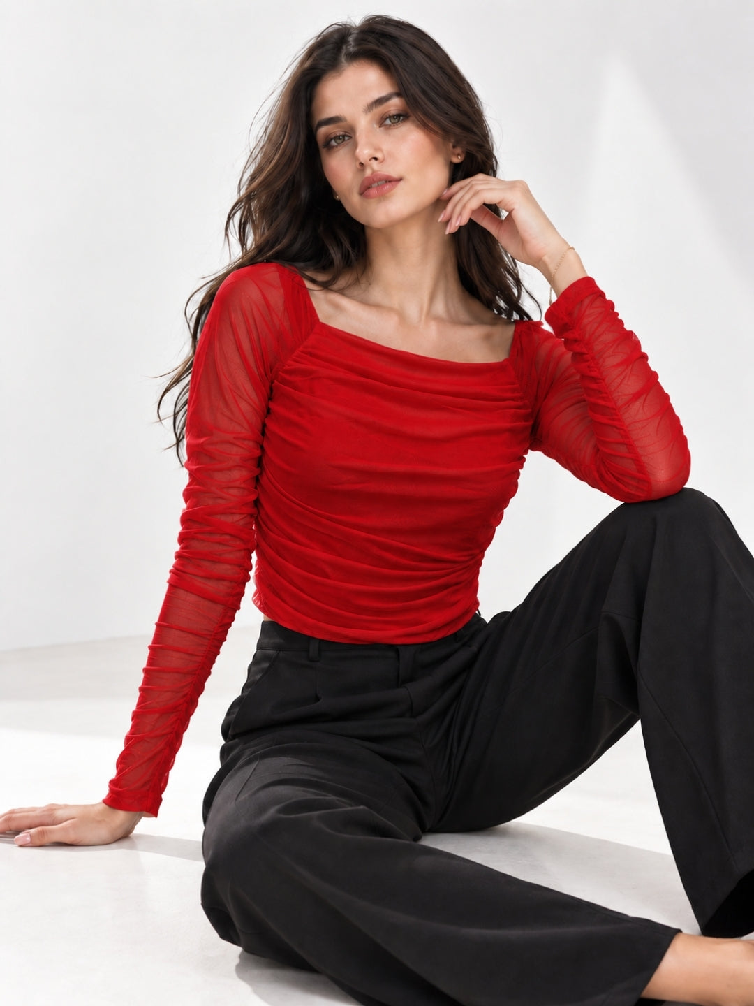 Neted Solid Crop Top