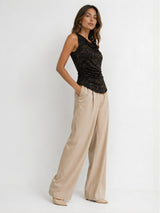 Women's Black Sleeveless Printed Top