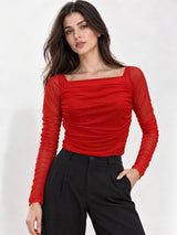 Neted Solid Crop Top