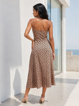Clobug Women Sleeveless Printed Midi A-line Dress