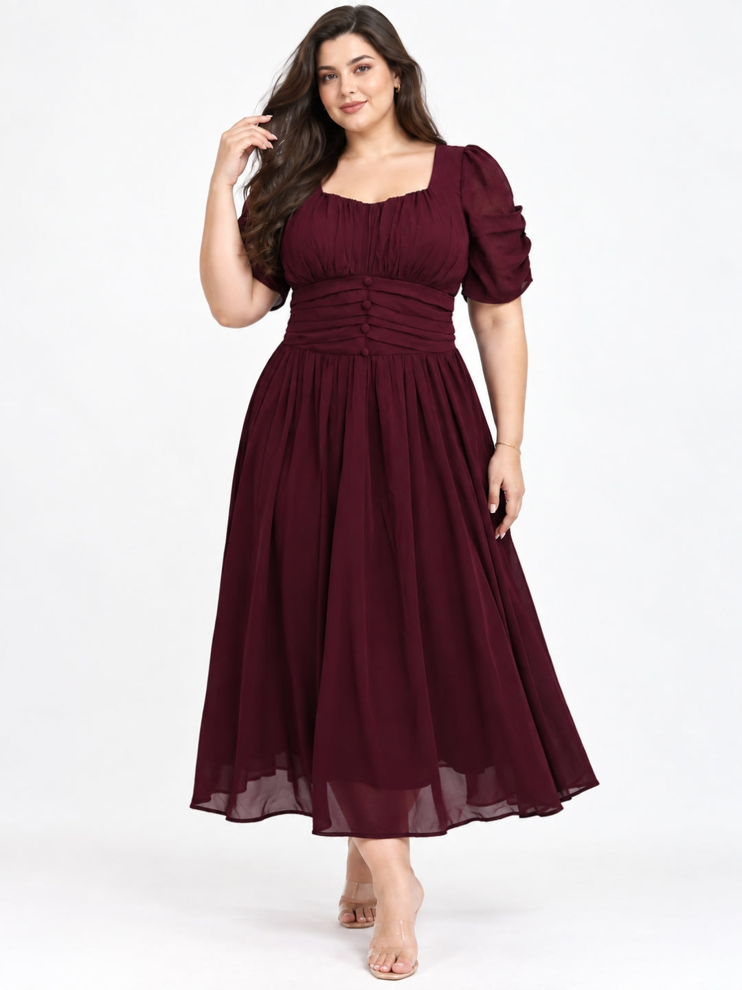 Clobug Women Plus Size Sweetheart Neck Flare Dress