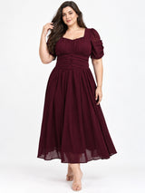 Clobug Women Plus Size Sweetheart Neck Flare Dress
