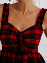 Women's Check Print Red Top