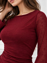 Clobug Women Full Sleeve Mesh Top