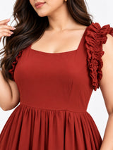 Women’s Cotton Blend Plus Size Flare Maxi Dress