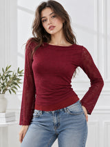 Clobug Women Full Sleeve Mesh Top