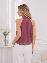 Clobug Women Halter Neck Mauve Top