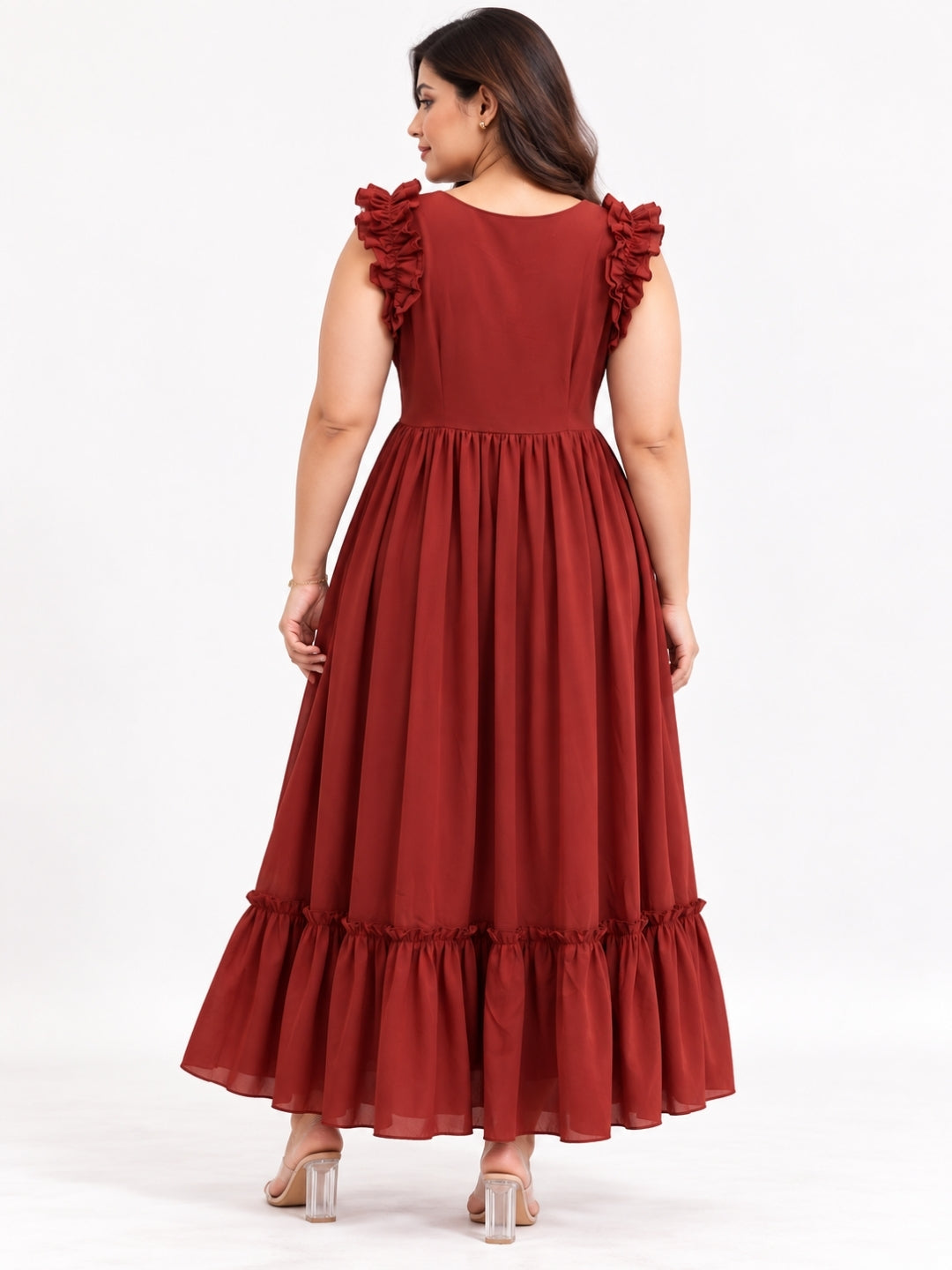 Women’s Cotton Blend Plus Size Flare Maxi Dress