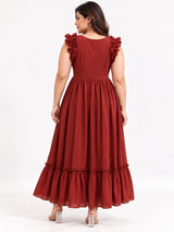 Women’s Cotton Blend Plus Size Flare Maxi Dress