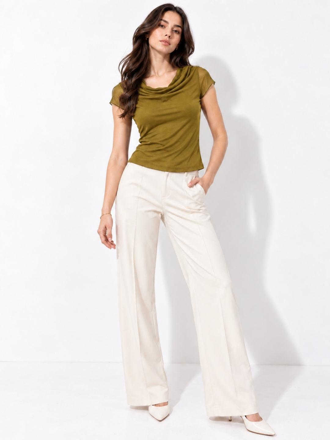Clobug Cowl Neck Brown Top