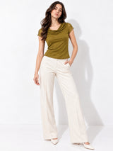 Clobug Cowl Neck Brown Top