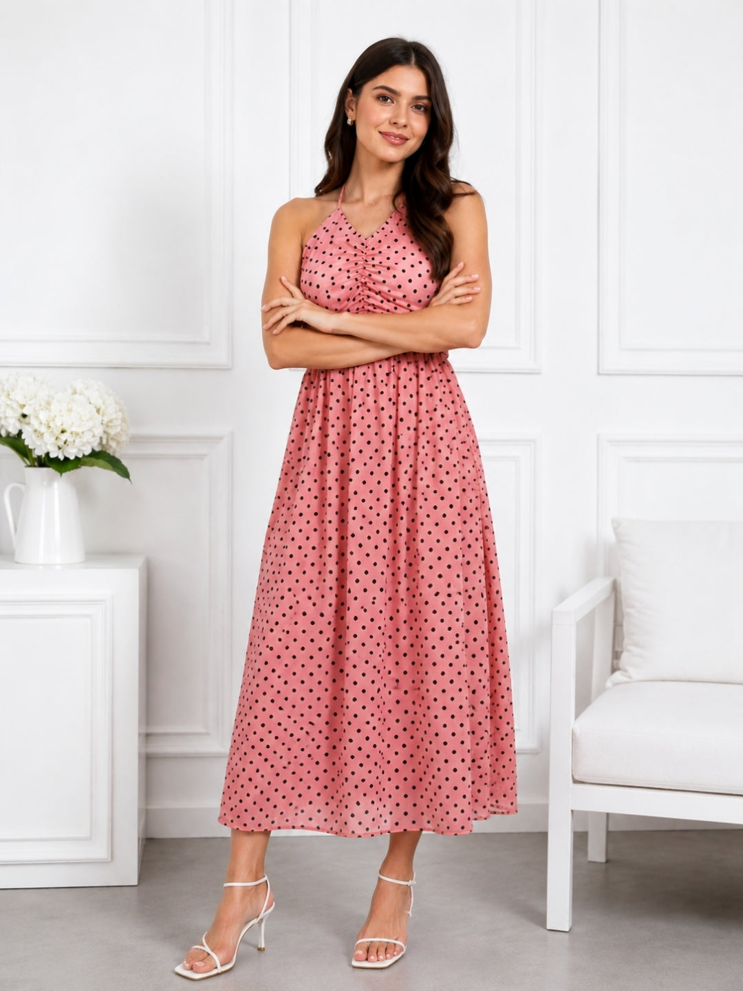 Women's Pink Polka Dot Dress