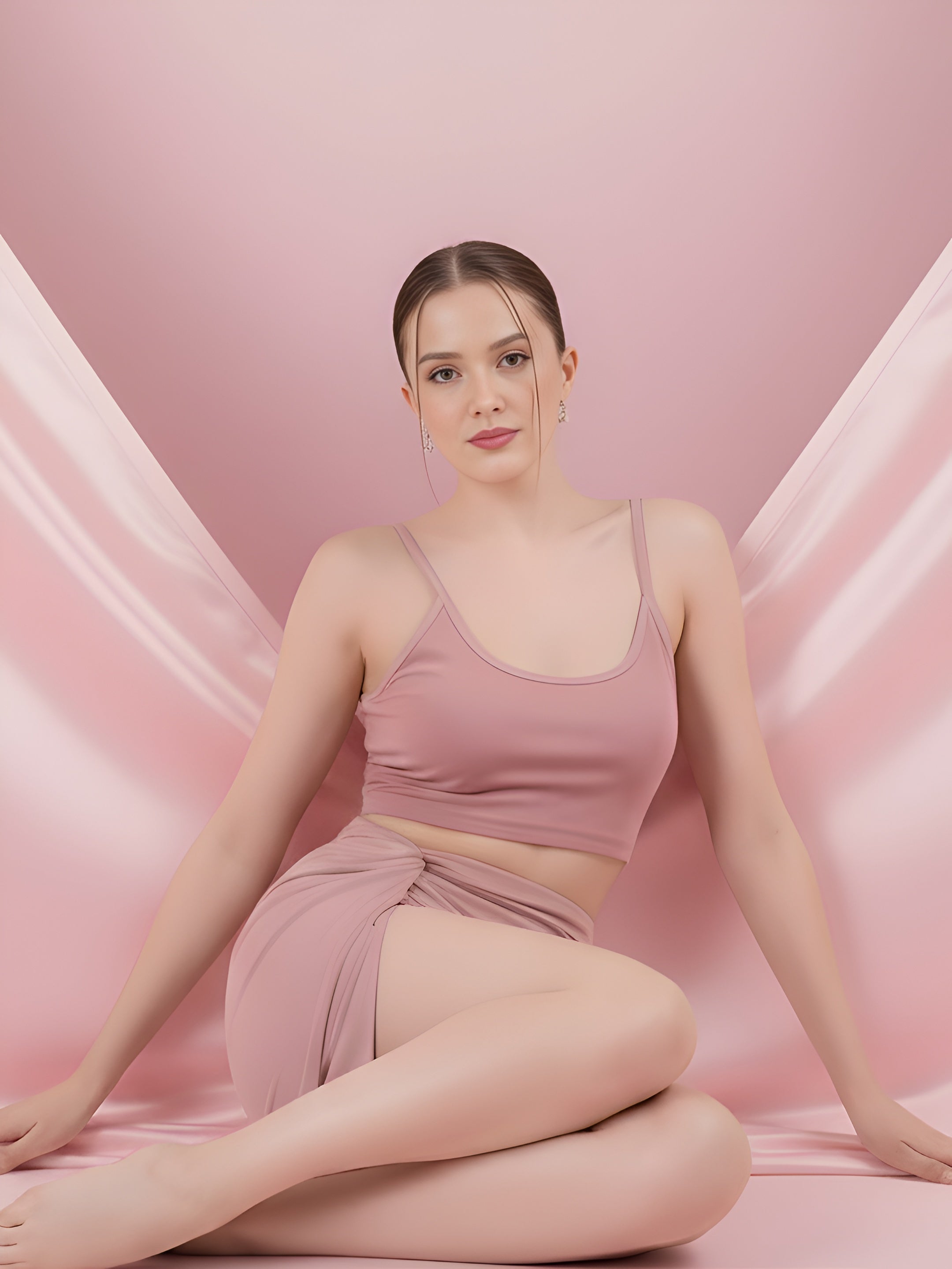 Graceful Pink Wrap-around co ord set