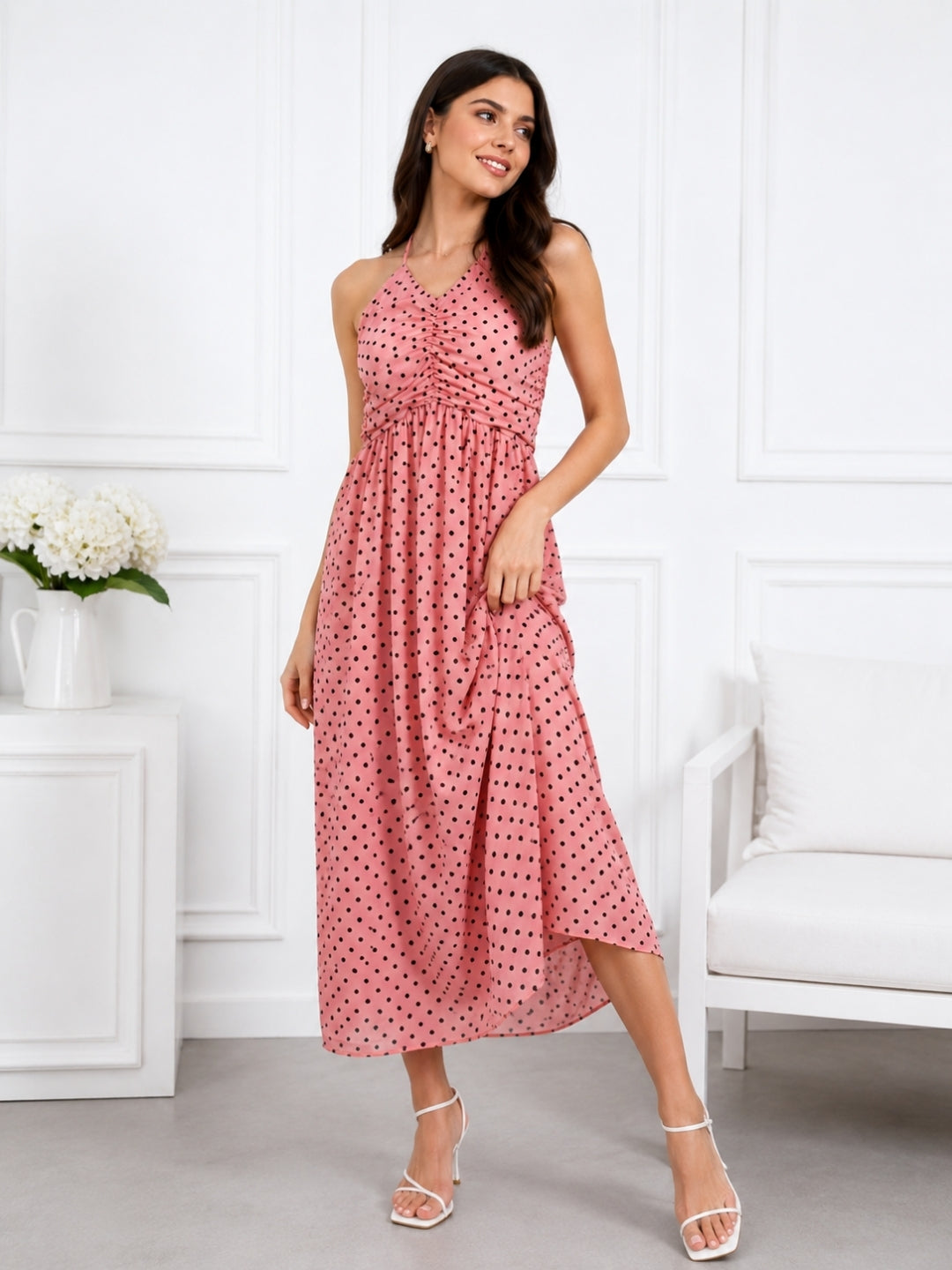 Women's Pink Polka Dot Dress